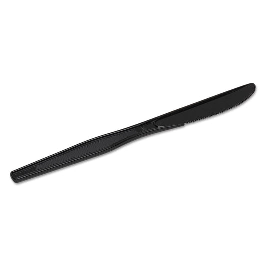 Plastic Cutlery, Heavy Mediumweight Knife, Black, 1,000/Carton