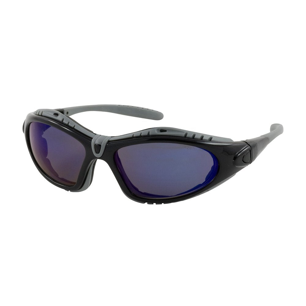 PIP Fullframe Glasses BLK Foam BLU Mirror Lens S/F, 12 Pairs/Box