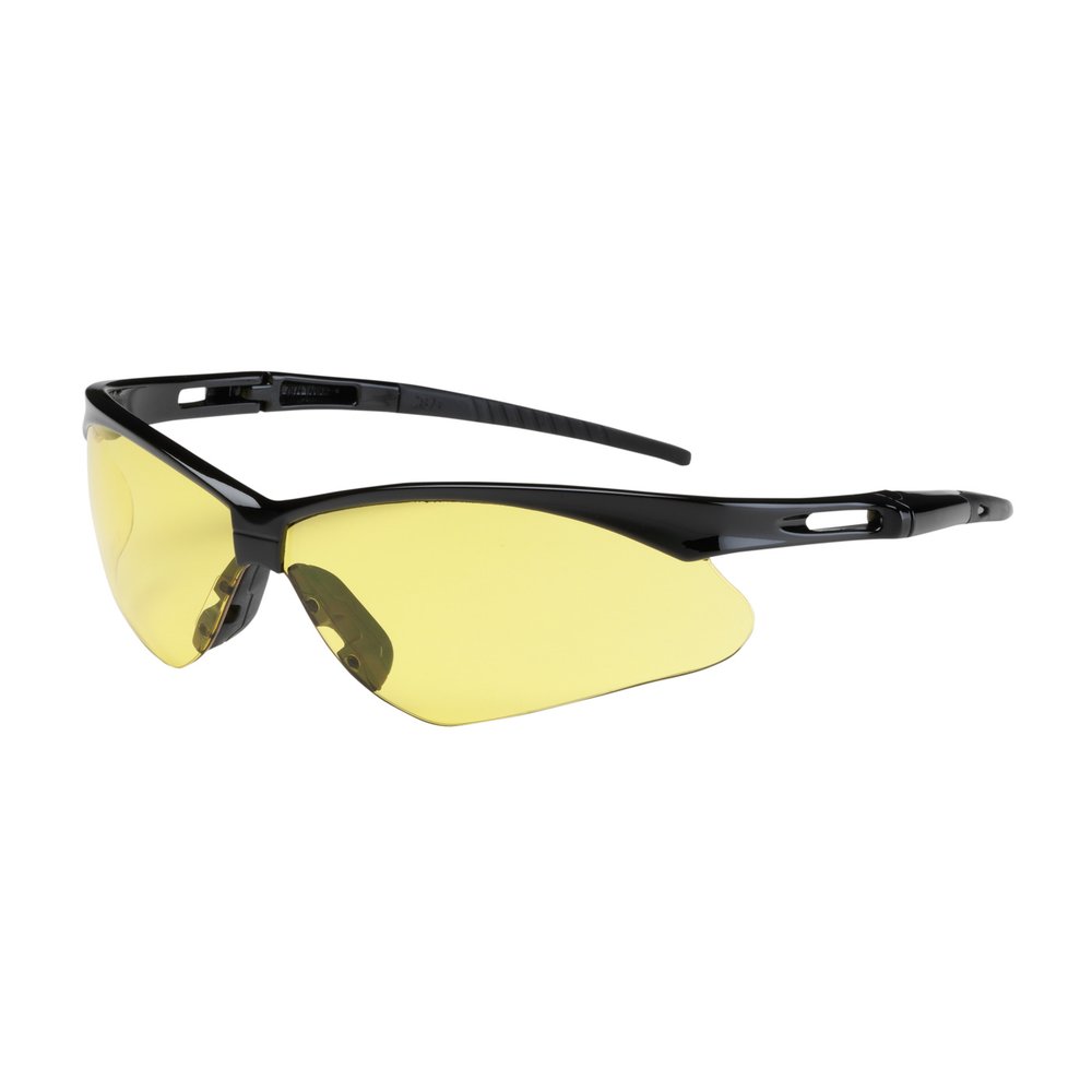 PIP Semi-rimless Glasses BLK Amber Lens Scratch, 12 Pairs/Box