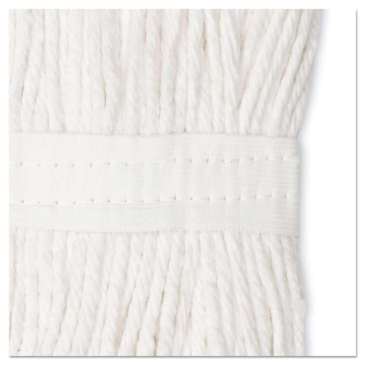 Premium Cut-End Wet Mop Heads, Cotton, 24 oz, White, 12/Carton
