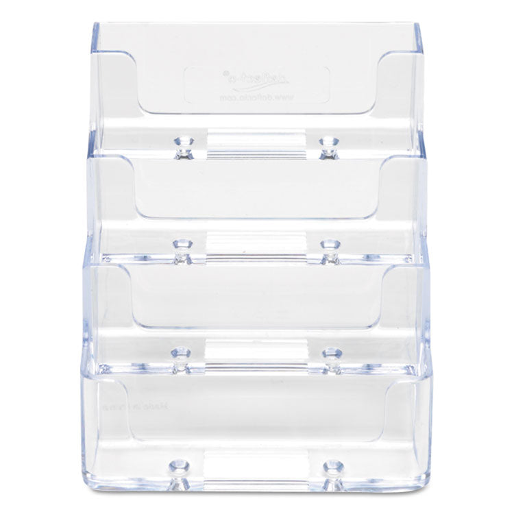 4-Pocket Business Card Holder, Holds 200 Cards, 3.94 x 3.5 x 3.75, Plastic, Clear