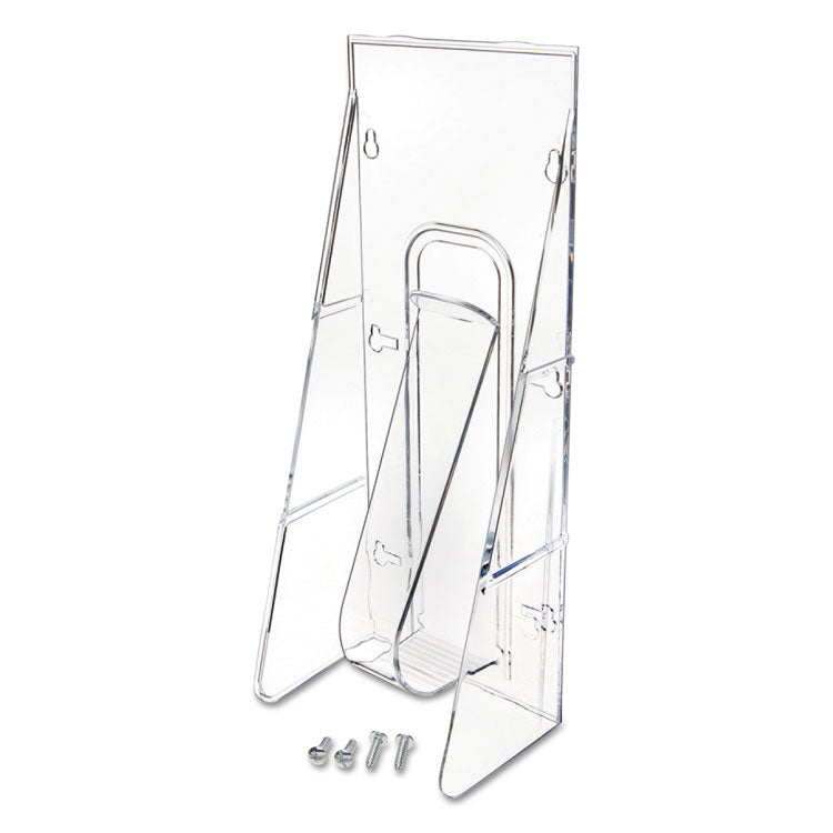 Stand-Tall Wall-Mount Literature Rack, Leaflet, 4.56w x 3.25d x 11.88h, Clear