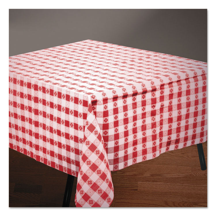 Tissue/Poly Tablecovers, 54" x 108", Red Gingham