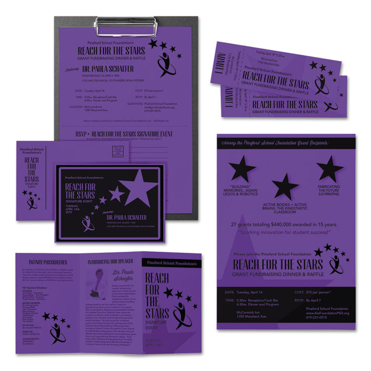 Color Cardstock, 65 lb Cover Weight, 8.5 x 11, Gravity Grape, 250/Pack