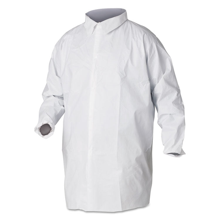 A40 Liquid and Particle Protection Lab Coats, Elastic Wrists, X-Large, White, 30/Carton