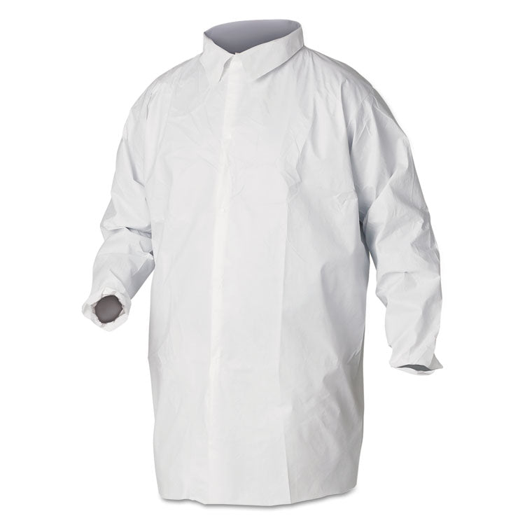 A40 Liquid and Particle Protection Lab Coats, Elastic Wrists, 2X-Large, White, 30/Carton