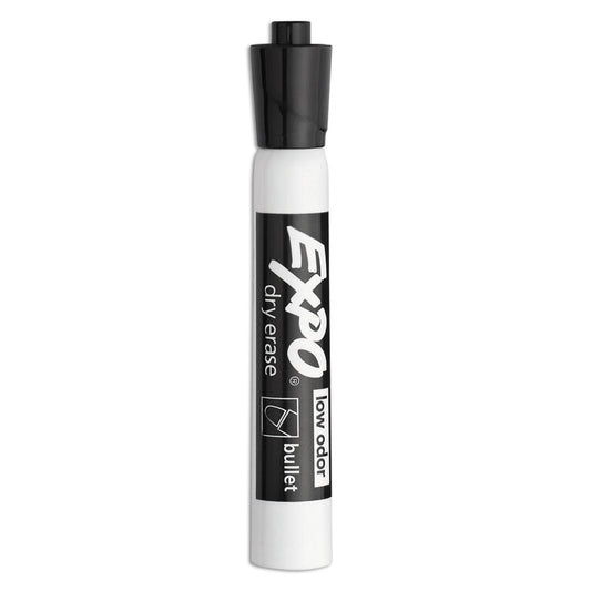 Low-Odor Dry-Erase Marker, Medium Bullet Tip, Black, Dozen