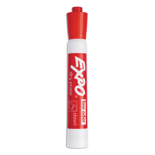 Low-Odor Dry-Erase Marker, Broad Chisel Tip, Red, Dozen