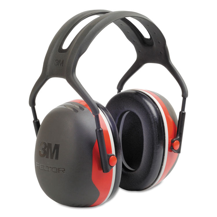 PELTOR X3A Over-the-Head Earmuffs, Dielectric, 28 dB NRR, Black/Red, 10/Carton