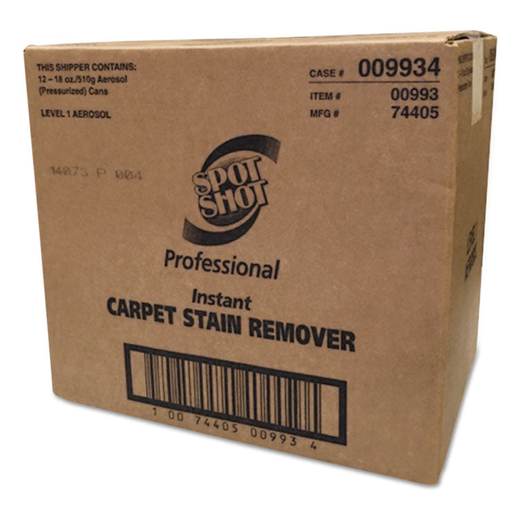 Spot Shot Professional Instant Carpet Stain Remover, Unscented, 18 oz Aerosol Spray, 12/Carton