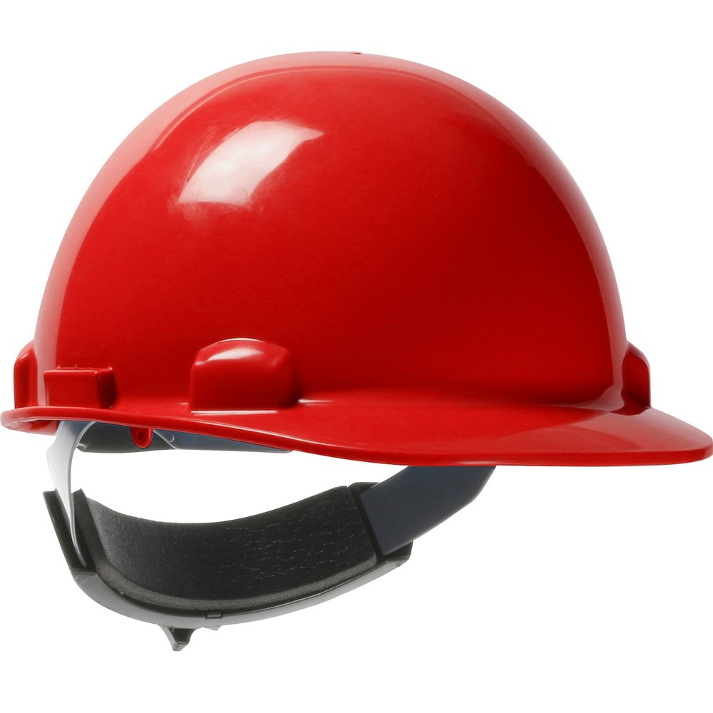 PIP Cap Style Hardhat Hdpe Shell 4-POINT Susp RED