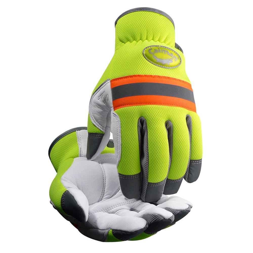 Caiman by PIP Sheep Leather HI-VIS YEL Back Reflect Trim XL (Pair)