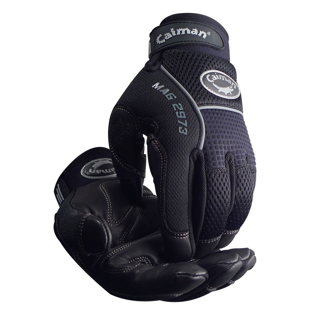 Caiman by PIP Goat Grain Mechanics Gloves Black XL, 6 Pairs/Pack