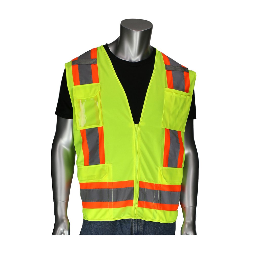 PIP Type R CL2 2-TONE 11 Pocket Vest "D" Ring YEL S