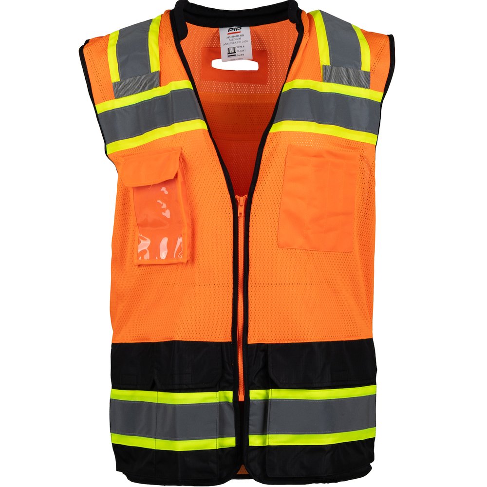 PIP Type R CL2 Black Bottommesh Vest D Ring ORG 5X