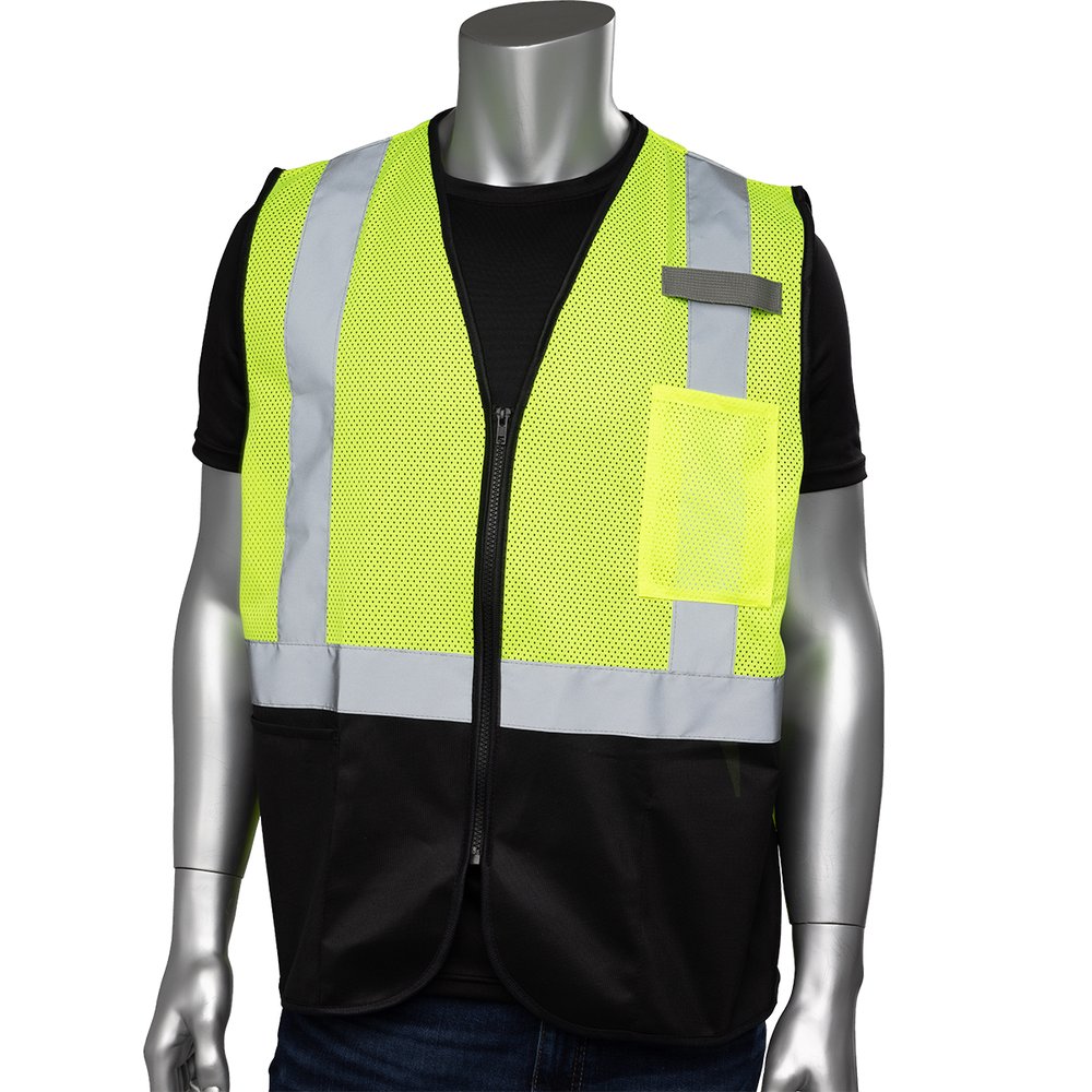 PIP Type R CL2 3POCKET Meshvest W/BLK Bottom Front