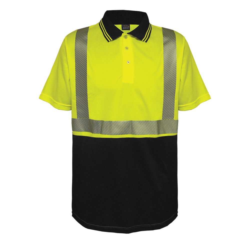 Reflective Apparel by PIP T R CL2 S.sleeve M.wicking Polo W/SCOTCHLITE 2X