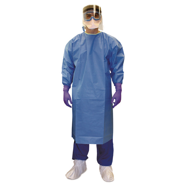 Pure A7 Certified Liquid Barrier Gown, Small to Medium, Blue, 10/Carton