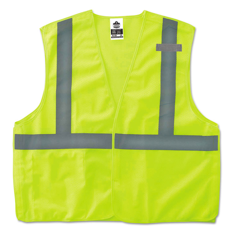 GloWear 8215BA Type R Class 2 Econo Breakaway Mesh Safety Vest, Polyester, 4X-Large to 5X-Large, Lime
