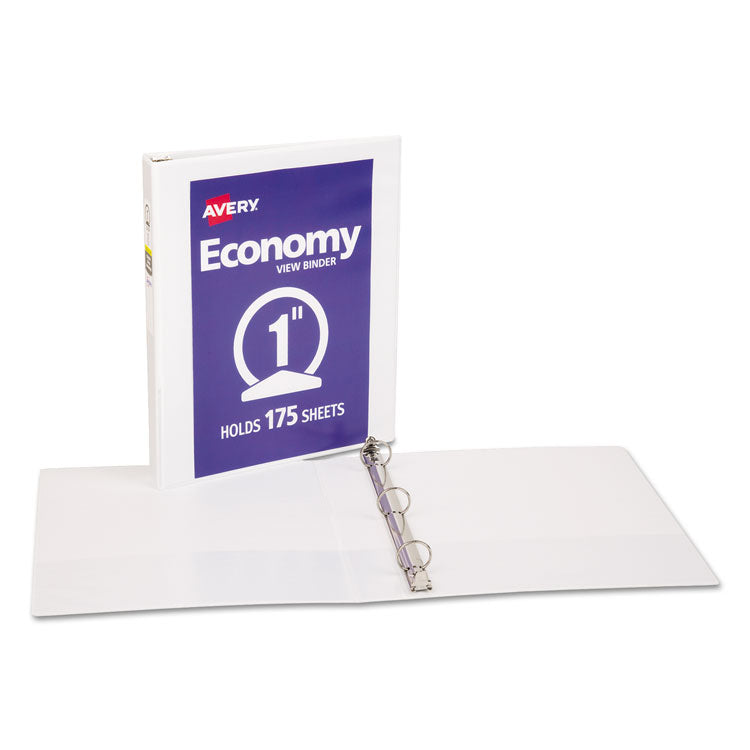 Economy View Binder with Round Rings , 3 Rings, 1" Capacity, 11 x 8.5, White, (5711)