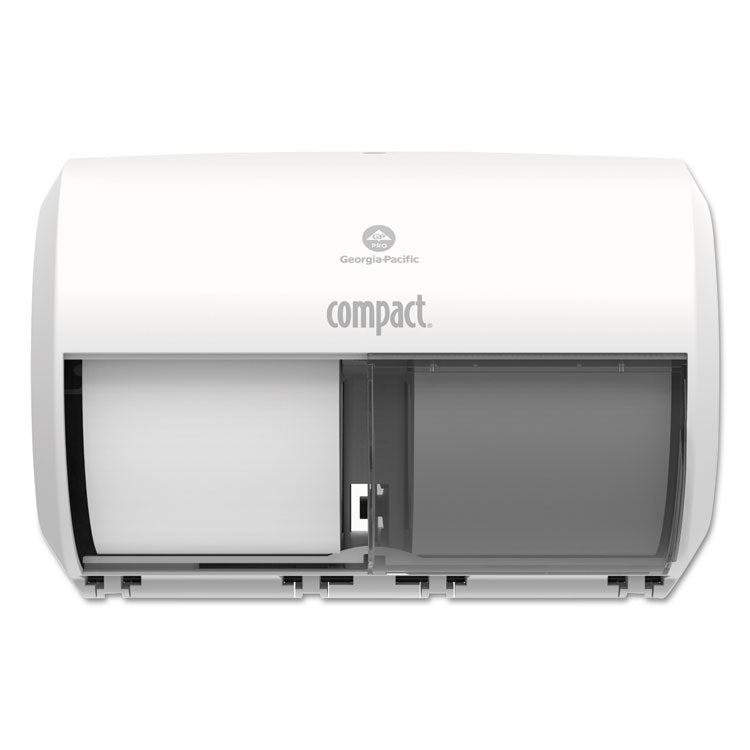 Compact Coreless Side-by-Side Double Roll Tissue Dispenser, 11.31 x 7.69 x 8, White