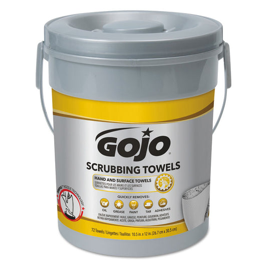 Scrubbing Towels, Hand Cleaning, 2-Ply, 10.5 x 12, Silver/Yellow, 72/Bucket (Each)
