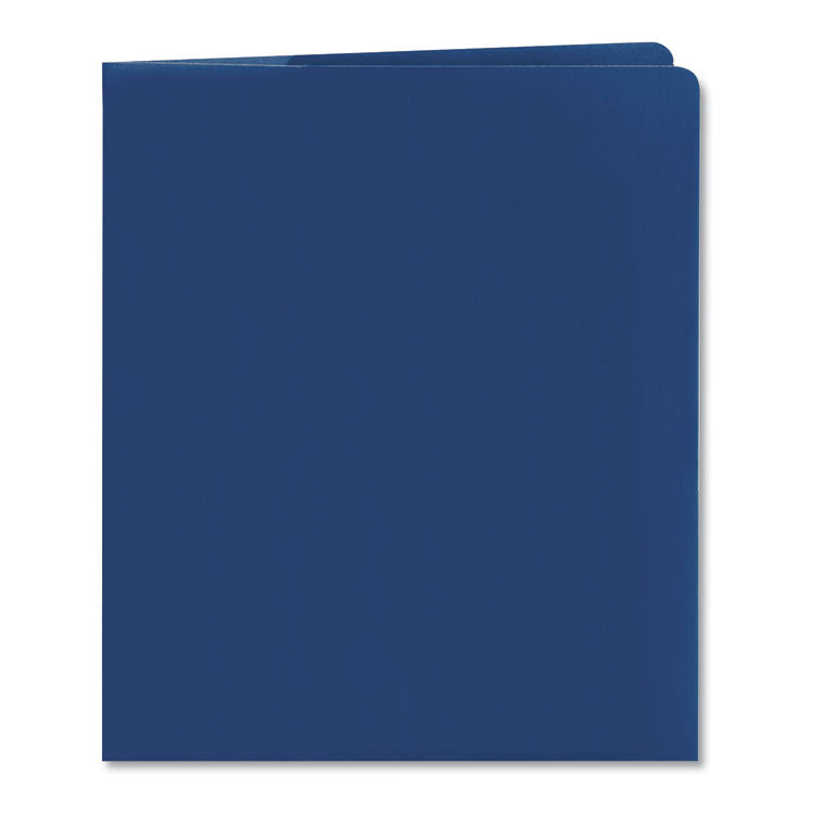 Lockit Two-Pocket Folders in Textured Stock, Accommodates (100) 11 x 8.5 Sheets, Dark Blue, 25/Box