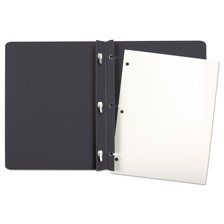 Title Panel and Border Front Report Cover, Three-Prong Fastener, 0.5" Capacity, 8.5 x 11, Black/Black, 25/Box