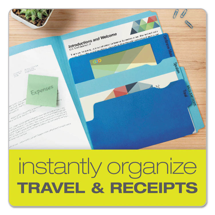 Divide It Up File Folder, 1/2-Cut Tabs: Assorted, Letter Size, 0.75" Expansion, Assorted Colors, 24/Pack