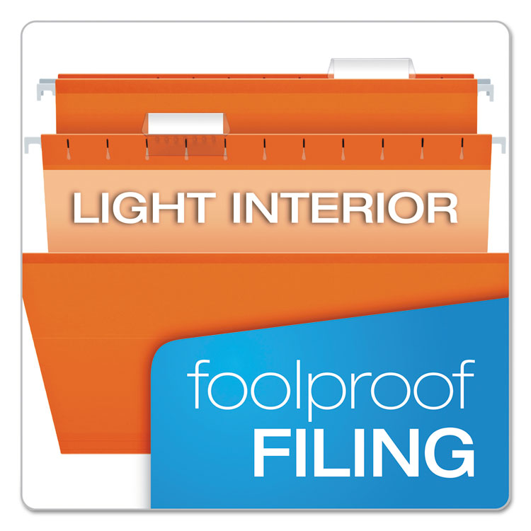 Colored Reinforced Hanging Folders, Legal Size, 1/5-Cut Tabs, Orange, 25/Box