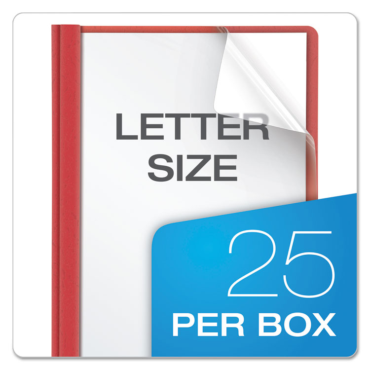 Clear Front Standard Grade Report Cover, Three-Prong Fastener, 0.5" Capacity, 8.5 x 11, Clear/Assorted, 25/Box