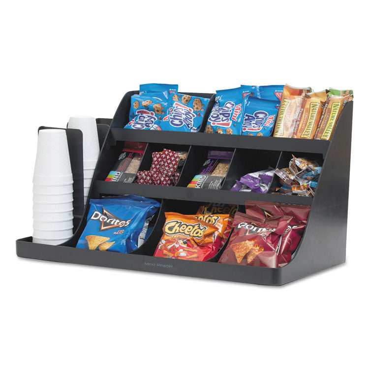 Extra Large Coffee Condiment and Accessory Organizer, 14 Compartments, 24 x 11.8 x 12.5, Black