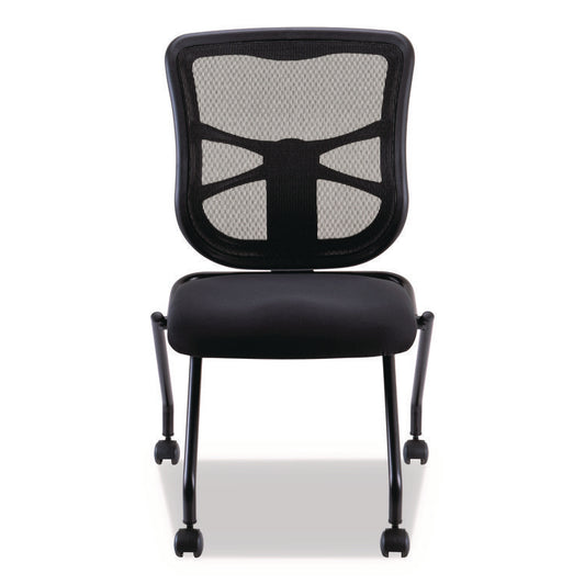 Alera Elusion Mesh Nesting Chairs, Supports Up to 275 lb, 18.1" Seat Height, Black Seat, Black Back, Black Base, 2/Carton