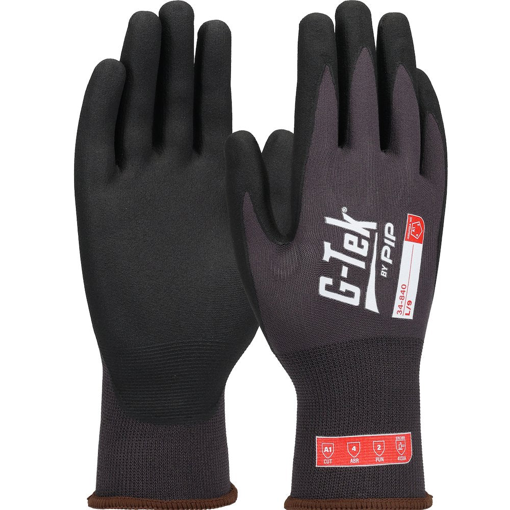 G-Tek by PIP Premium Knit NYLON/SPANDEX Glove Nitrile Grip TS, 12 Pairs/Dozen