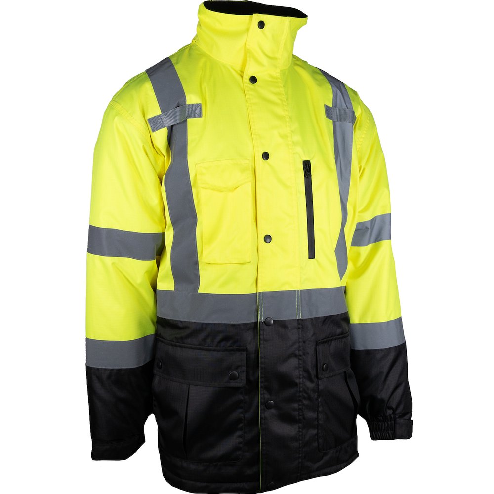 PIP Type R CL3 Coat W/INSULATION BLK Bottom YEL 2X (Pair)