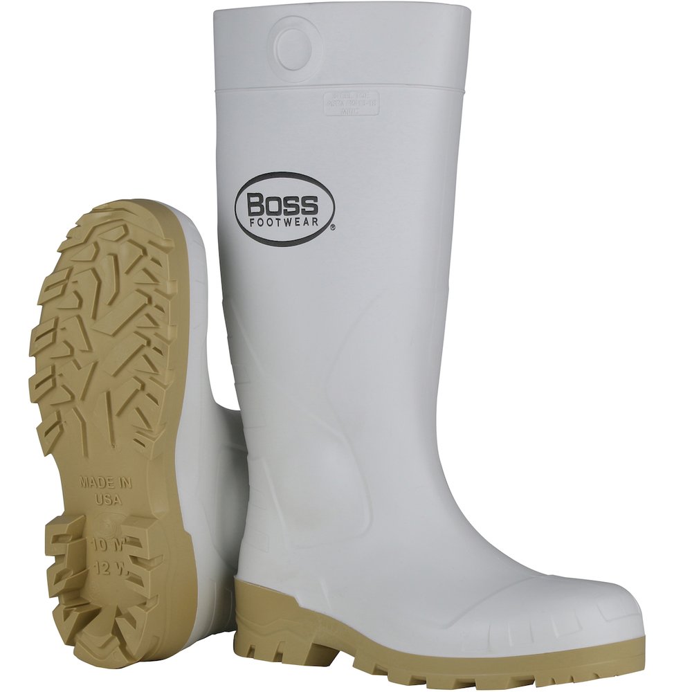 BOSS by PIP 16" White PVC Plain Toeboot SZ 7 (Pair)