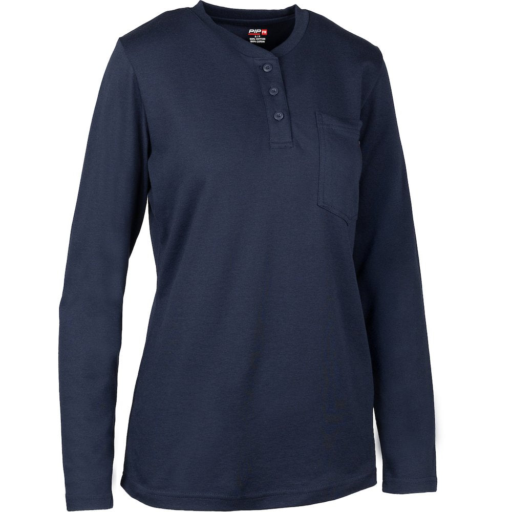 PIP AR/FR Women's Lsleeve HENLEY-10.6 CAL/CM2 NVY XL