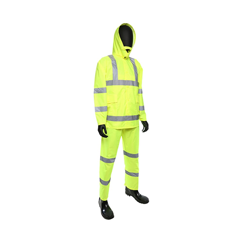 PIP Fluor Green Poly OXFORD/PU 3PCS Rainsuit Class 3