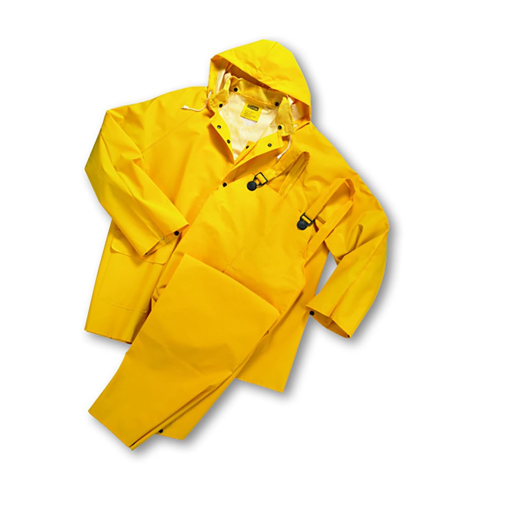 PIP Flame RESISTANT-PVC/POLY3PCS Rain Suit-yellow, 10/Box
