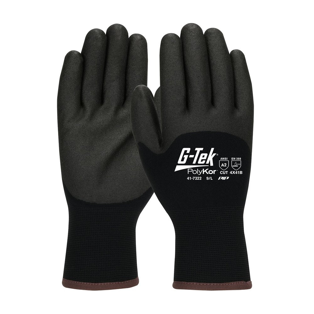 G-Tek by PIP Knit Polykor Glove Acrylic PVC Grip P/F/K L, 12 Pairs/Pack