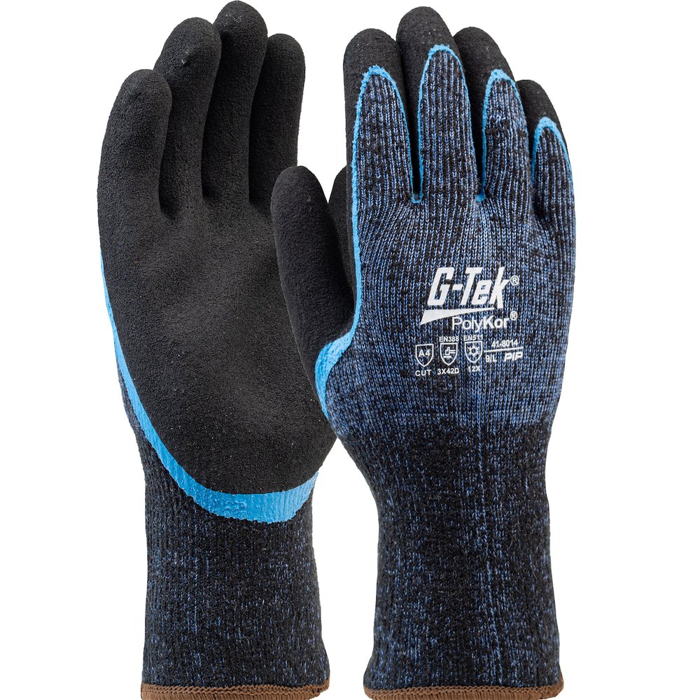 G-Tek by PIP Knit 1-LAYER POLYK/ACRYGLVE Latex Msurf P/F M, 12 Pairs/Pack
