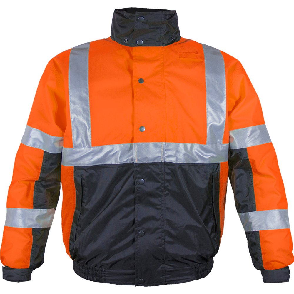 Reflective Apparel by PIP Type R CL3 ORG/BLK Jacket W/HOOD-SYSTEMS Gear 6X