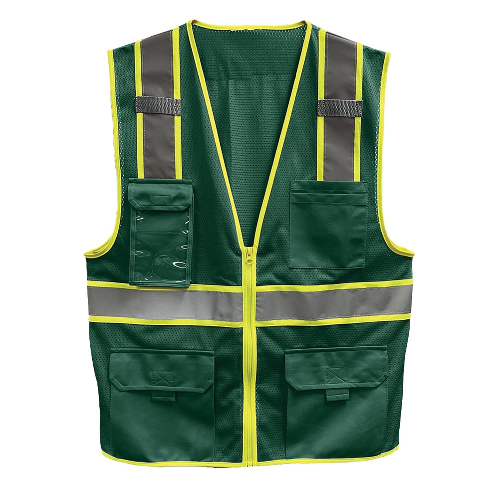 Reflective Apparel by PIP Enhanced Visibility 2-TONE Five Pocket Mesh Vest