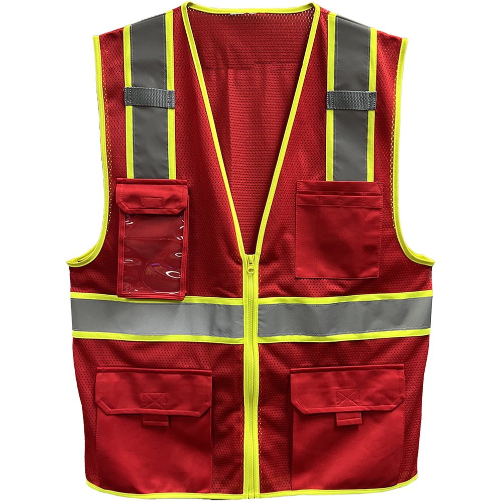 Reflective Apparel by PIP Enhanced Visibility 2-TONE Five Pocket Mesh Vest