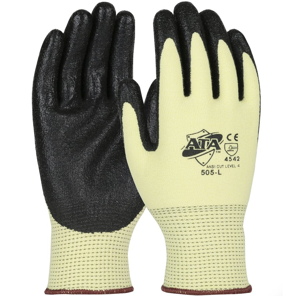 G-Tek by PIP Knit POLYKOR/ATA Glove Nitrile Grip P/F L, 12 Pairs/Pack