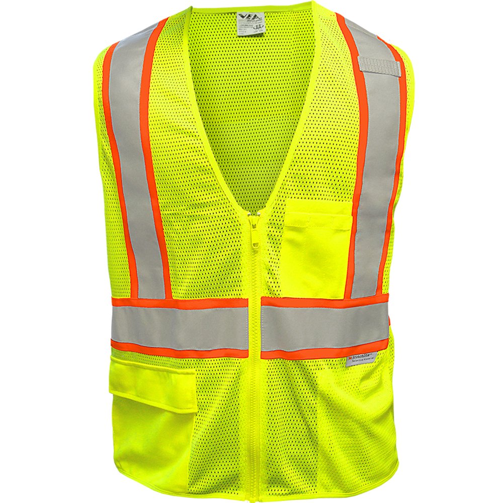 Reflective Apparel by PIP ANSI Type R CL2 2-TONE 7PKT B.way Vest X-back 2X