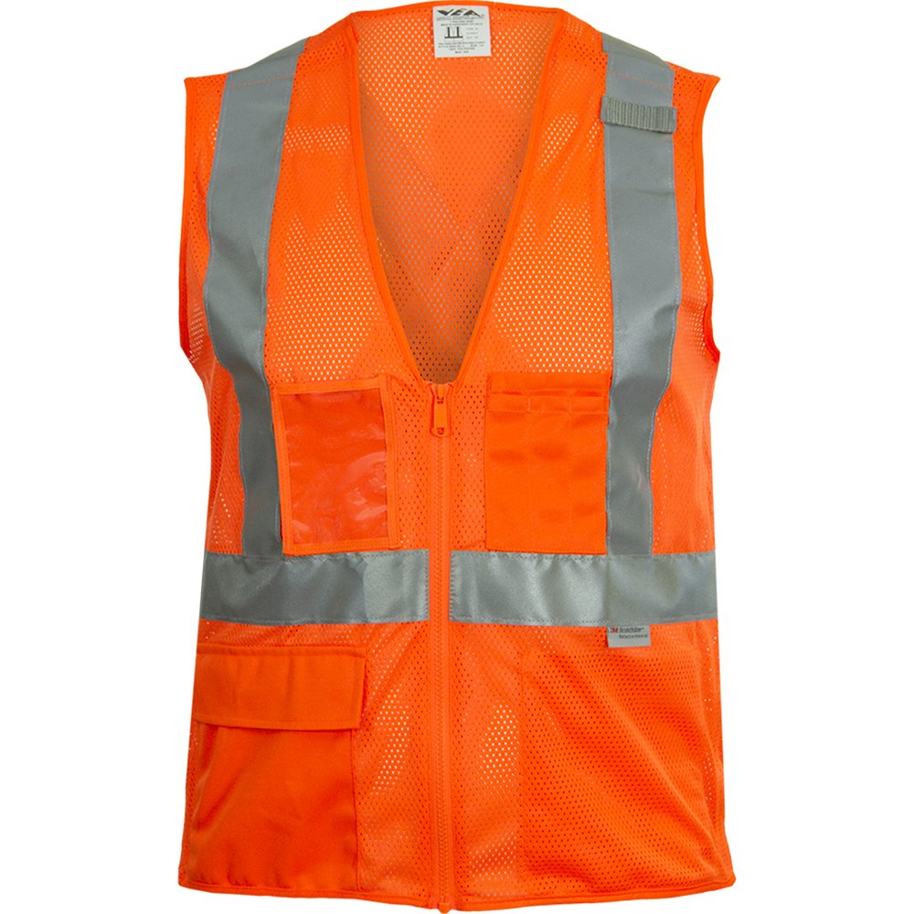 Reflective Apparel by PIP ANSI Type R CL2 7 Pckt Breakway Vest W/X-BACK L