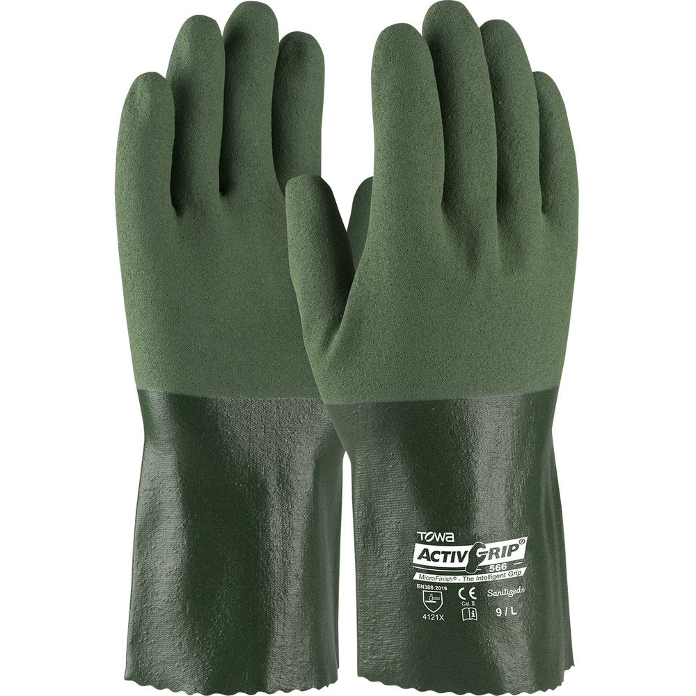 PIP Nitrile Glove Cotton Liner M-finish GRIP-12", 12 Pairs/Dozen
