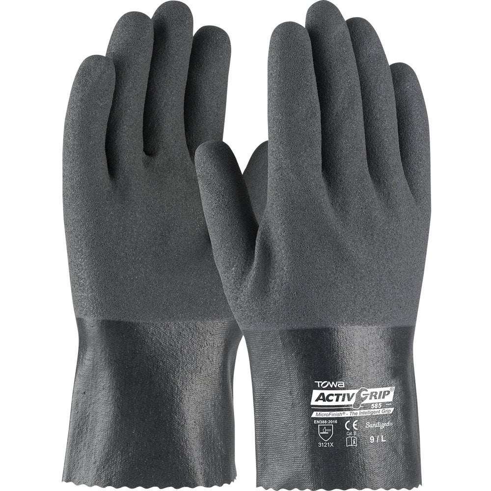 PIP Nitrile Glove Cotton Liner M-finish GRIP-10", 12 Pairs/Dozen