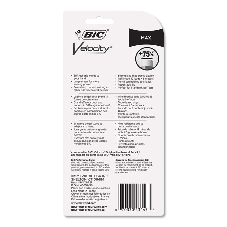 Velocity Max Pencil, 0.9 mm, HB (#2), Black Lead, Assorted Barrel Colors, 2/Pack